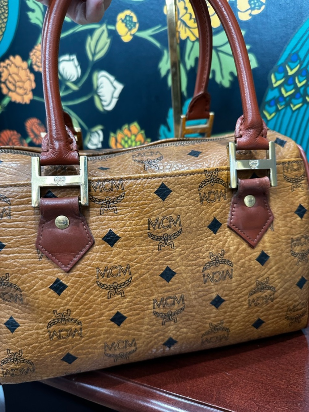 Vintage MCM München Boston Bag Cognac Visetos Satchel German Era Top Handle - Picture 11 of 14